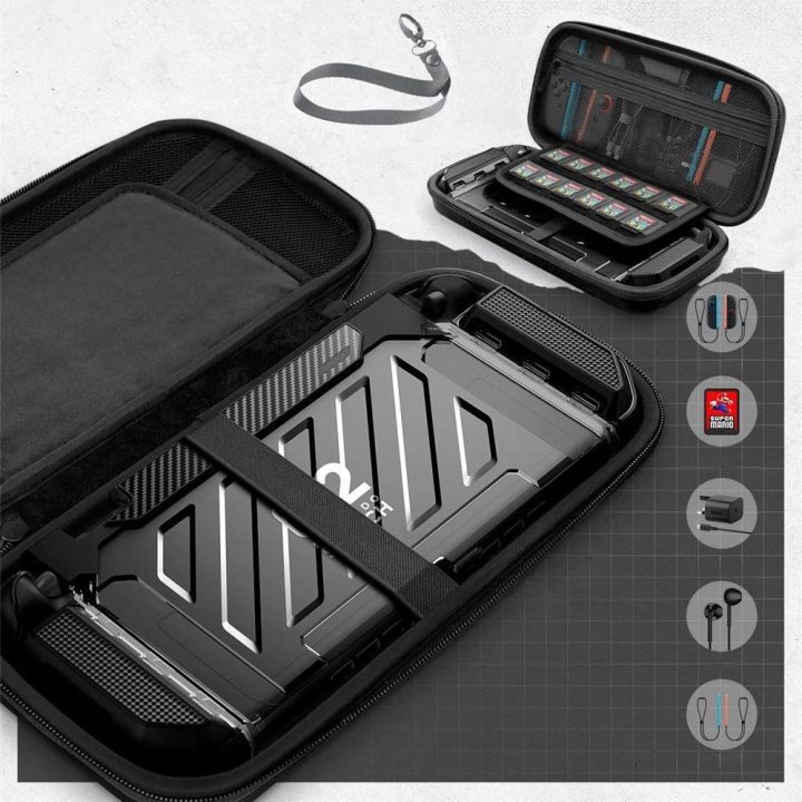 Juodas apsauginis dėklas Nintendo Switch žaidimų konsolei Supcase