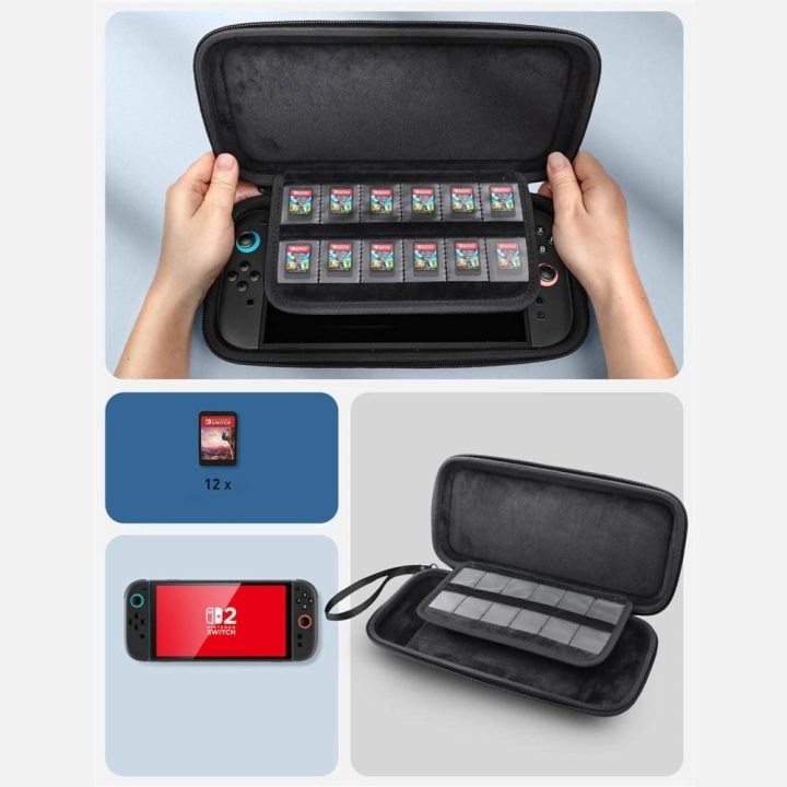 Juodas apsauginis dėklas Nintendo Switch 2 konsolei Supcase