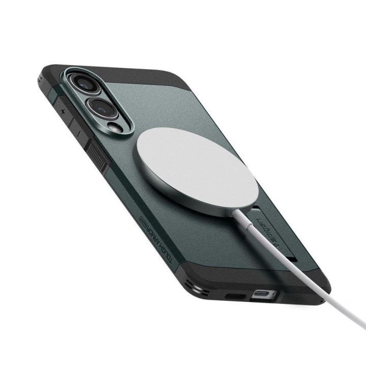 Tvirtas žalias dėklas su MagSafe Samsung Galaxy S25 Edge