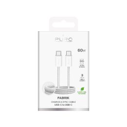 USB-C laidas baltas pintas 240W įkrovimui ir duomenims 1m Puro