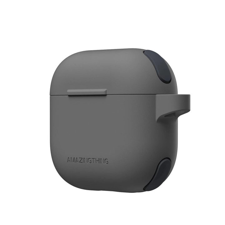 Apsauginis juodas dėklas AirPods 4 ausinėms iš silikono AmazingThing