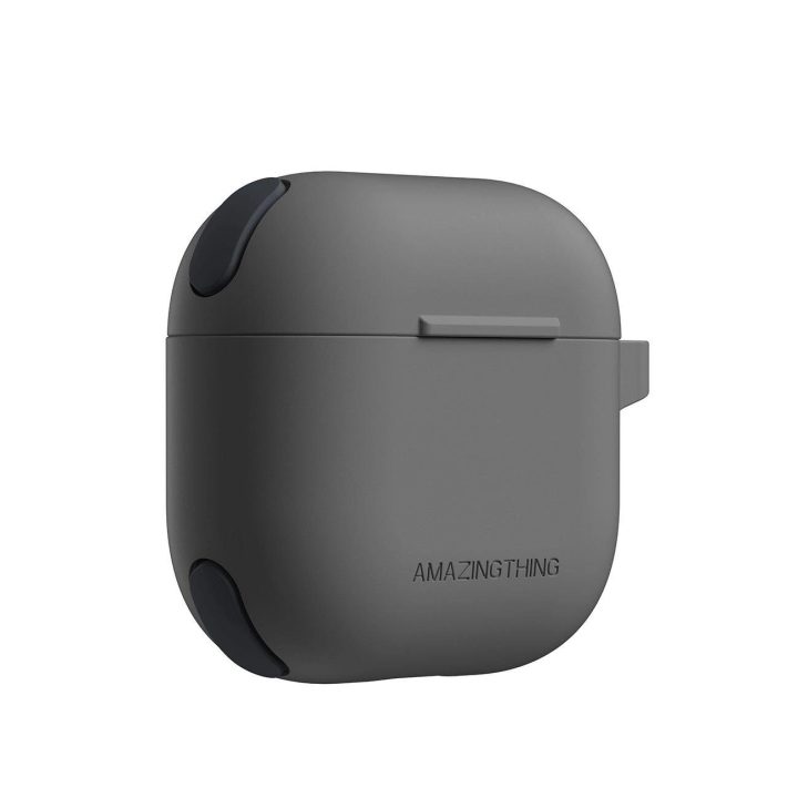 Apsauginis juodas dėklas AirPods 4 ausinėms iš silikono AmazingThing