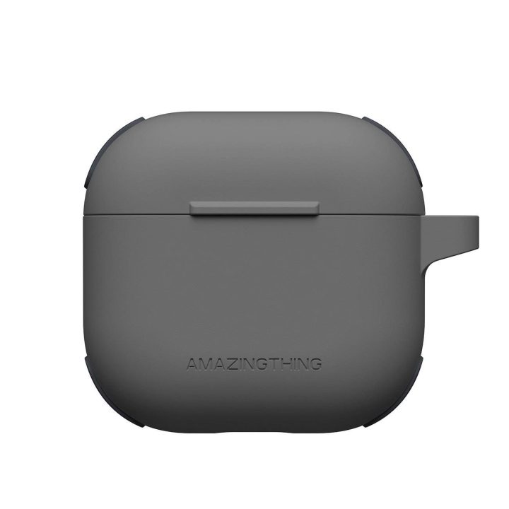 Apsauginis juodas dėklas AirPods 4 ausinėms iš silikono AmazingThing