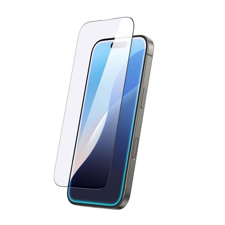 Grūdintas stiklas iPhone 16 ekranui su viso paviršiaus danga AmazingThing