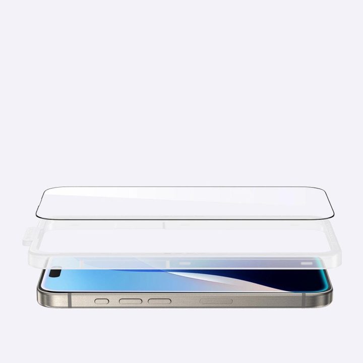 Grūdintas stiklas iPhone 16 ekranui su viso paviršiaus danga AmazingThing
