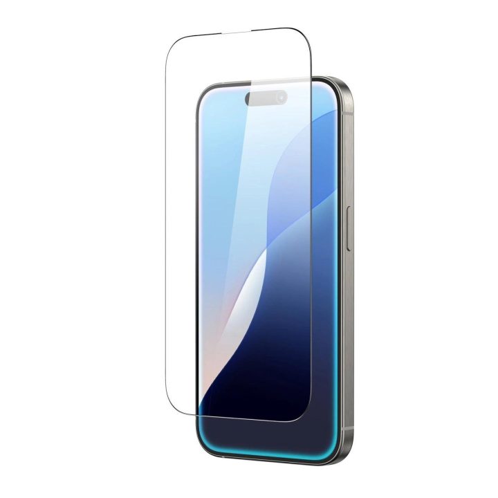Grūdintas stiklas iPhone 16 ekranui su viso paviršiaus danga AmazingThing