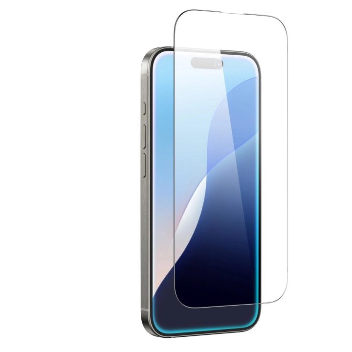 Grūdintas stiklas iPhone 16 ekranui su viso paviršiaus danga AmazingThing