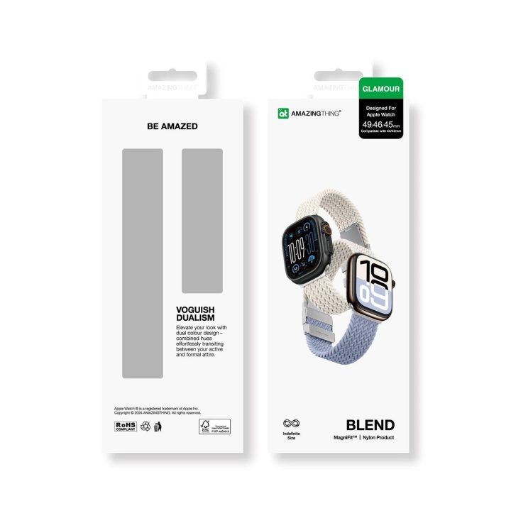 Laikrodžio dirželis Apple Watch 45–49 mm, pynimo, mėlynas/kūno AmazingThing