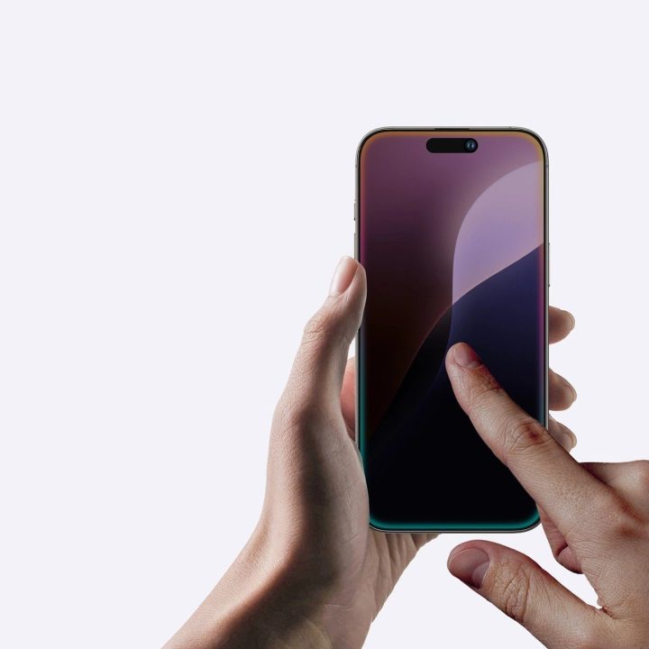 Grūdintas privatumo stiklas iPhone 16 su apsauga nuo įbrėžimų AmazingThing
