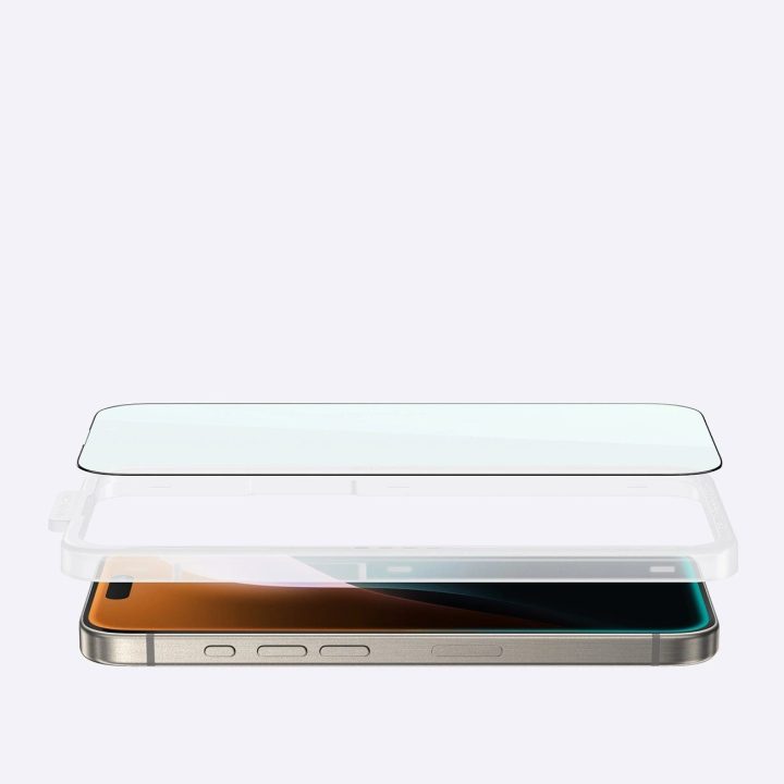 Grūdintas stiklas iPhone 16 Pro ekranui su apsauga AmazingThing