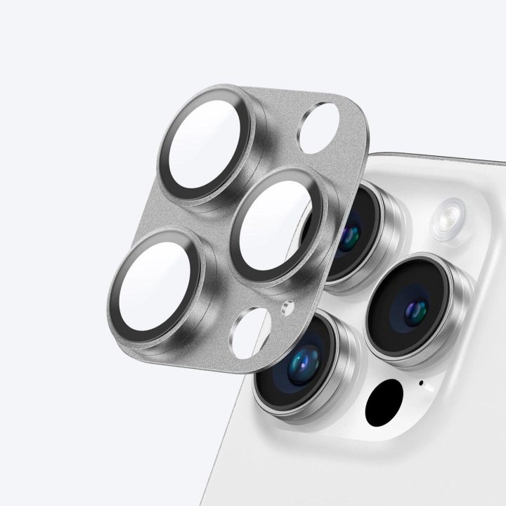 Apsauginis pilkas kamerų stiklas iPhone 16 Pro su grūdintu lęšiu AmazingThing