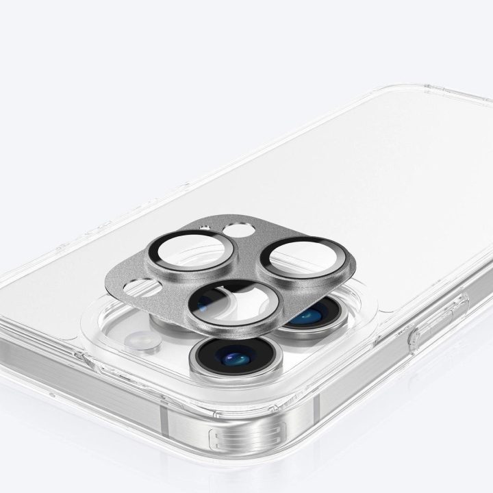 Apsauginis pilkas kamerų stiklas iPhone 16 Pro su grūdintu lęšiu AmazingThing