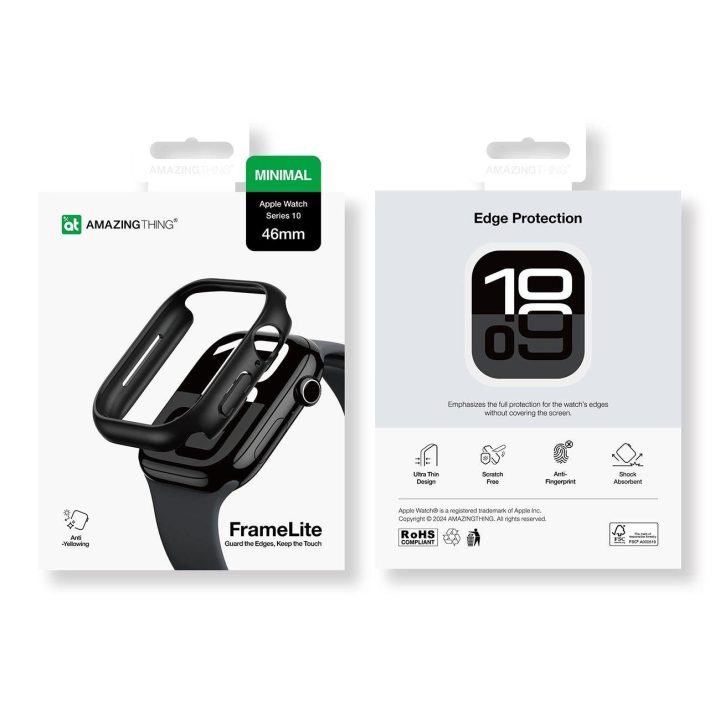 Apsauginis juodas Apple Watch 46mm dėklas Minimal AmazingThing