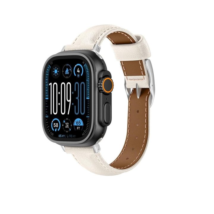 Odinė smėlio spalvos apyrankė Apple Watch 45–49 mm AmazingThing