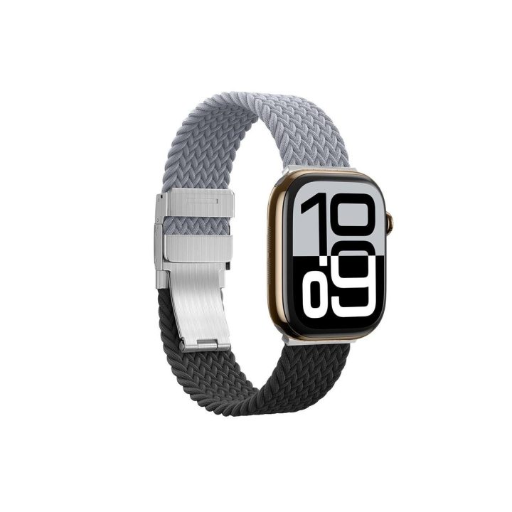 Laikrodžio dirželis Apple Watch 45–49 mm pilkas–juodas pynimo rašto AmazingThing