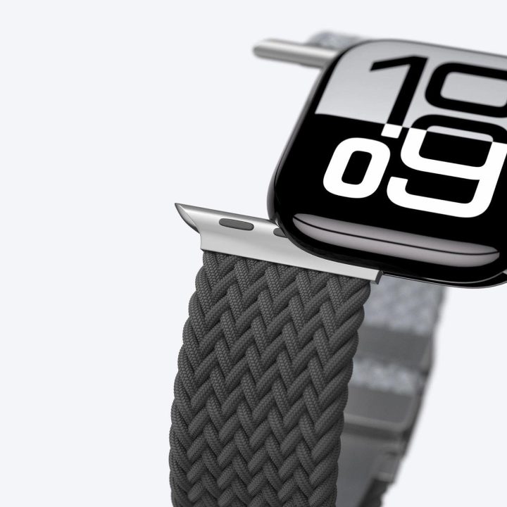 Laikrodžio dirželis Apple Watch 45–49 mm pilkas–juodas pynimo rašto AmazingThing