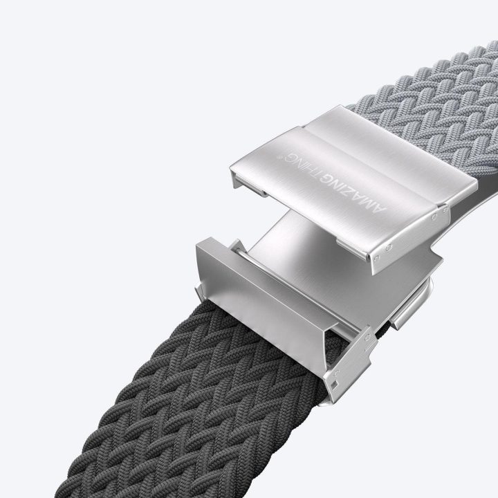 Laikrodžio dirželis Apple Watch 45–49 mm pilkas–juodas pynimo rašto AmazingThing