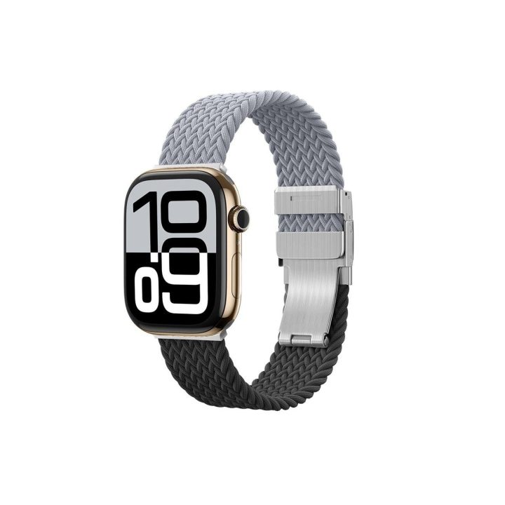 Laikrodžio dirželis Apple Watch 45–49 mm pilkas–juodas pynimo rašto AmazingThing