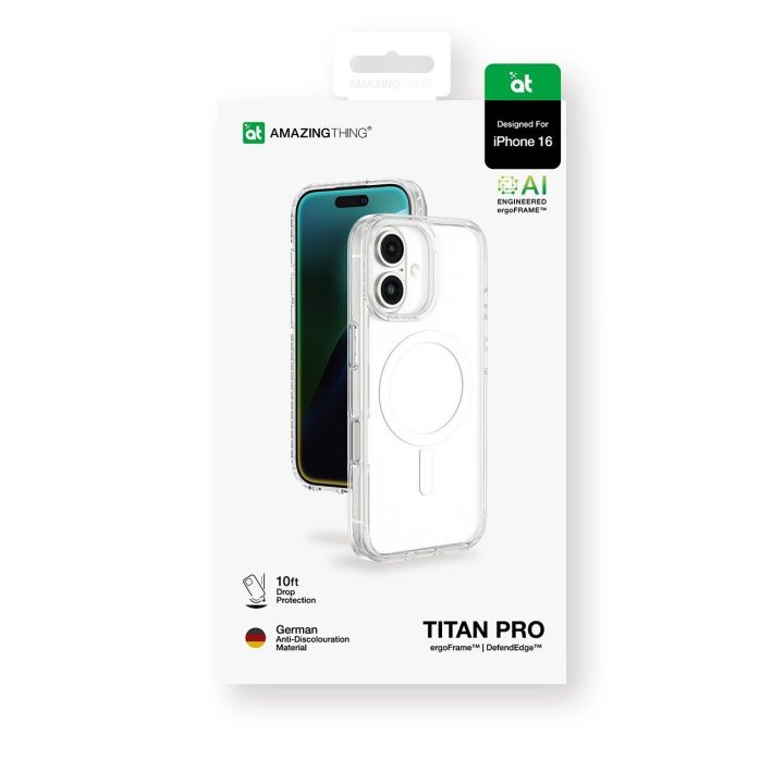 Permatomas magnetinis telefono dėklas iPhone 16 su žiedu AmazingThing