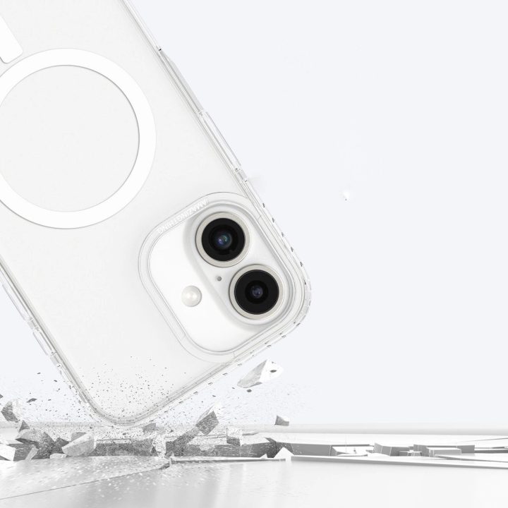 Permatomas magnetinis telefono dėklas iPhone 16 su žiedu AmazingThing