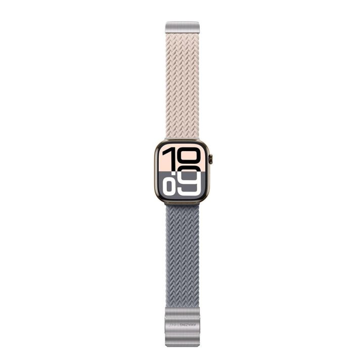 Laikrodžio dirželis Apple Watch rožinis-pilkas nailoninis rinkinys AmazingThing