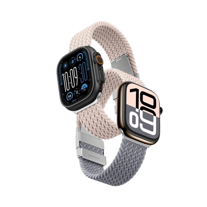 Laikrodžio dirželis Apple Watch rožinis-pilkas nailoninis rinkinys AmazingThing