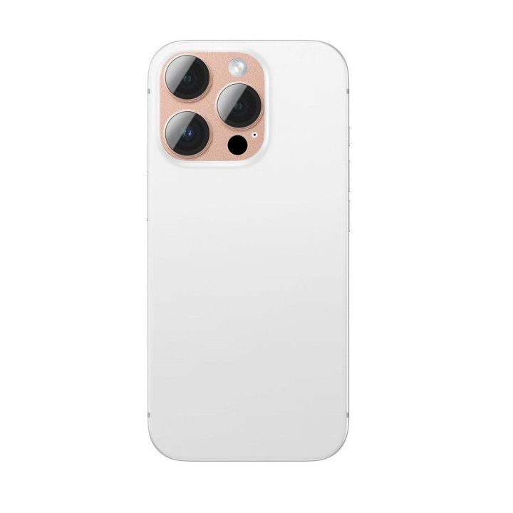Apsauginis rožinio aukso stikliukas iPhone 16 Pro kamerai iš aliuminio AmazingThing