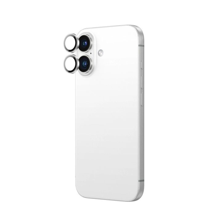 Kameros objektyvo apsauga iPhone 16 baltos spalvos iš aliuminio AmazingThing