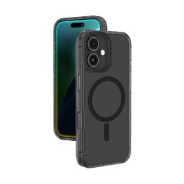 Apsauginis juodas iPhone 16 dėklas su magnetiniu žiedu AmazingThing