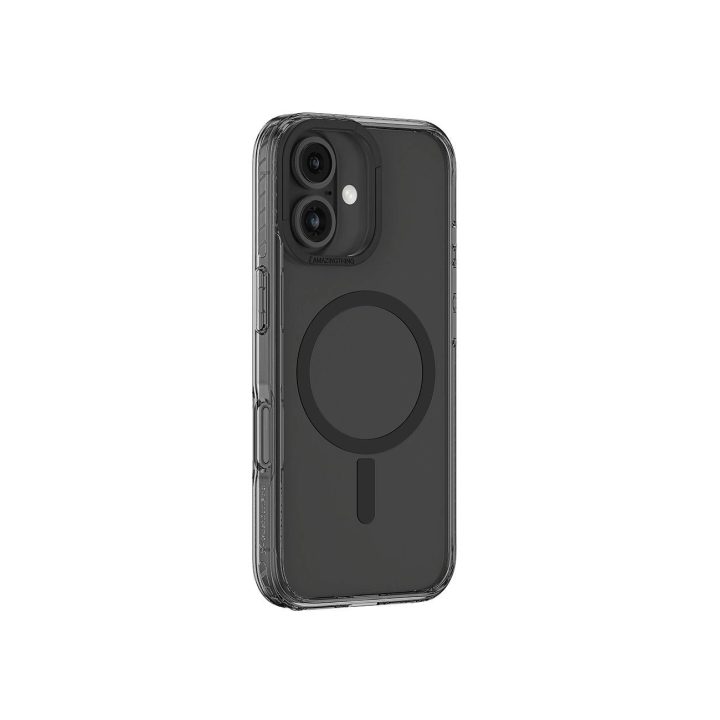 Apsauginis juodas iPhone 16 dėklas su magnetiniu žiedu AmazingThing