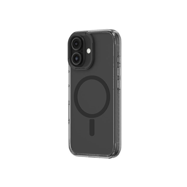 Apsauginis juodas iPhone 16 dėklas su magnetiniu žiedu AmazingThing