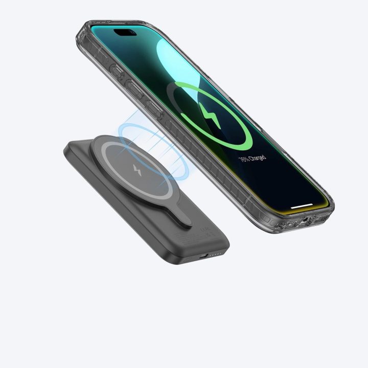 Apsauginis juodas iPhone 16 dėklas su magnetiniu žiedu AmazingThing