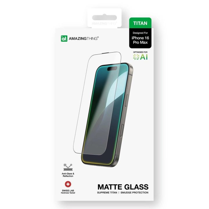 Grūdintas stiklas iPhone 16 Pro Max su matiniu paviršiumi AmazingThing