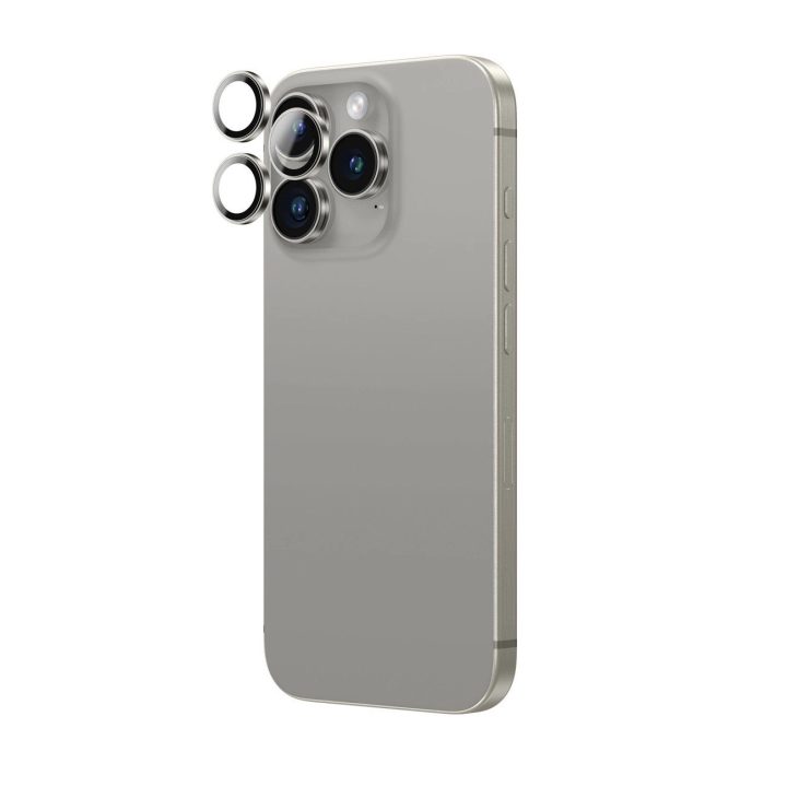 Apsauginis pilkas stiklas kamerai su rėmeliu iPhone 16 Pro / Pro Max AmazingThing