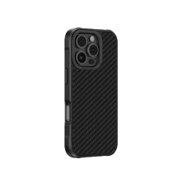 Juodas itin tvirtas telefono dėklas iPhone 16 Pro iš aramido AmazingThing