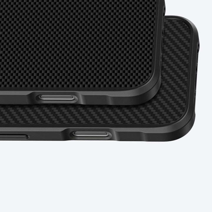 Juodas itin tvirtas telefono dėklas iPhone 16 Pro iš aramido AmazingThing