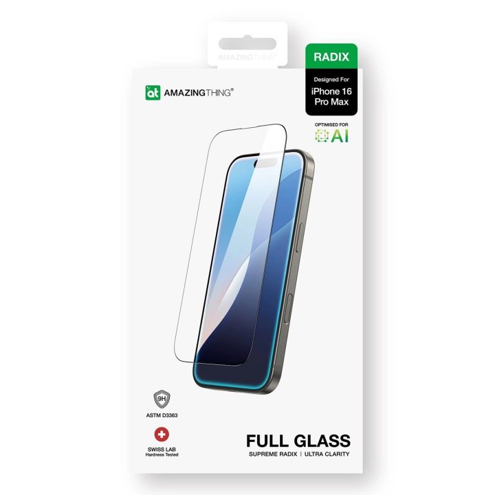 Grūdintas stiklas iPhone 16 Pro Max ekranui nuo smūgių AmazingThing