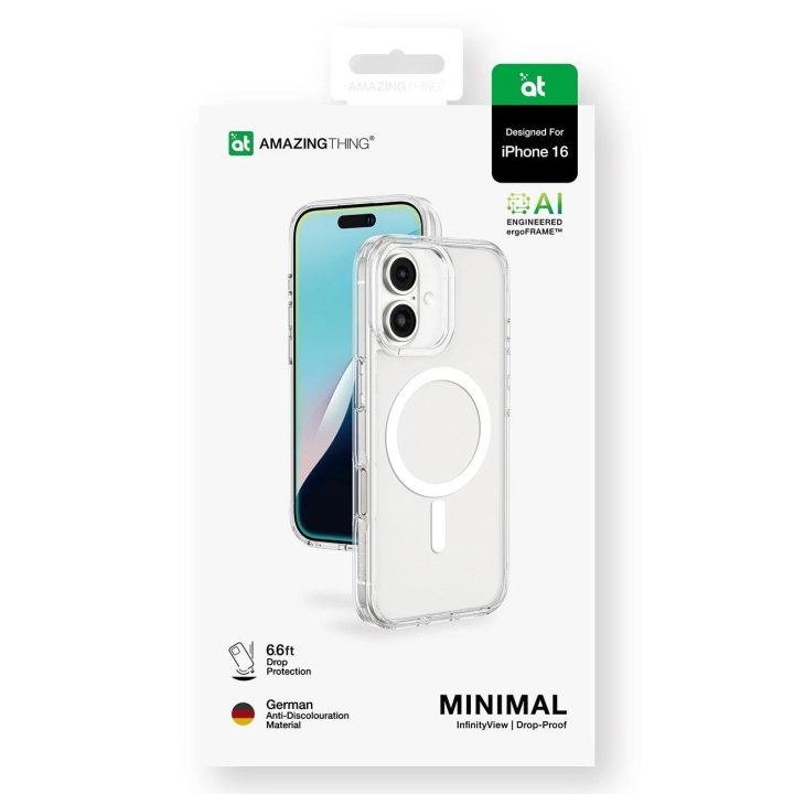 Permatomas magnetinis telefono dėklas su žiedu iPhone 16 AmazingThing