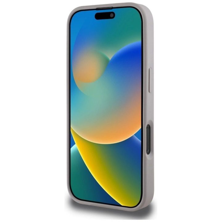 iPhone 16 Pro Max dėklas violetinis su rožėmis Guess 4G logotipu