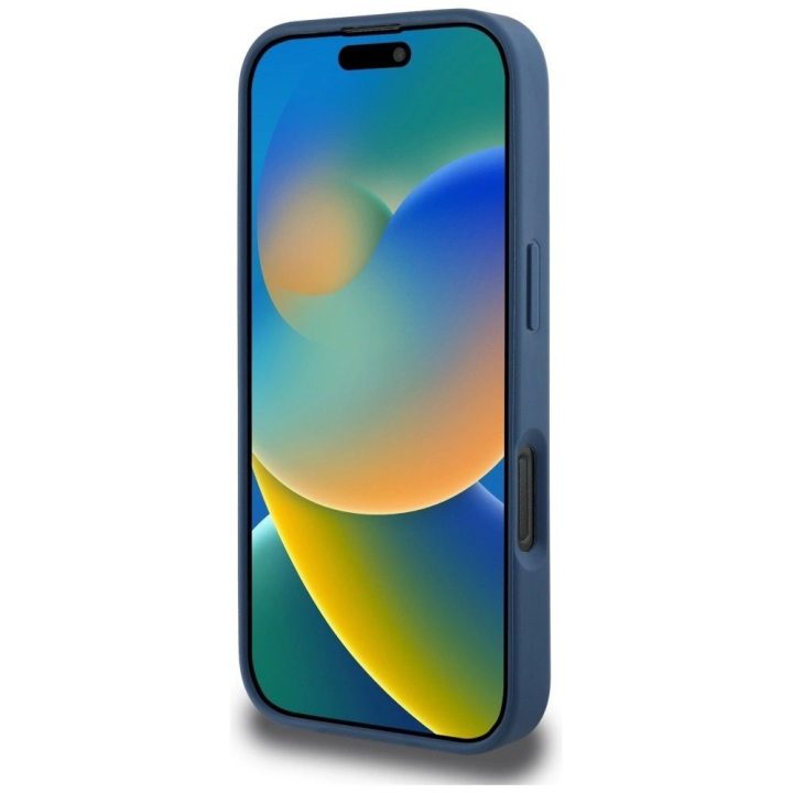 Mėlynas silikoninis iPhone 16 Pro Max dėklas su 4G logotipu Guess
