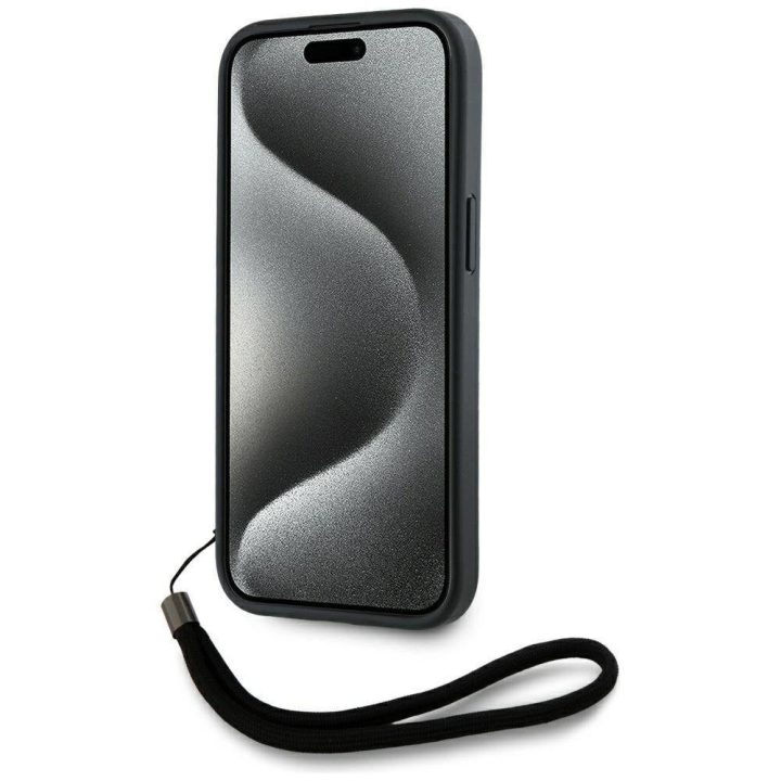 iPhone 15 Pro dėklas raudonas su dirželiu Karl Lagerfeld