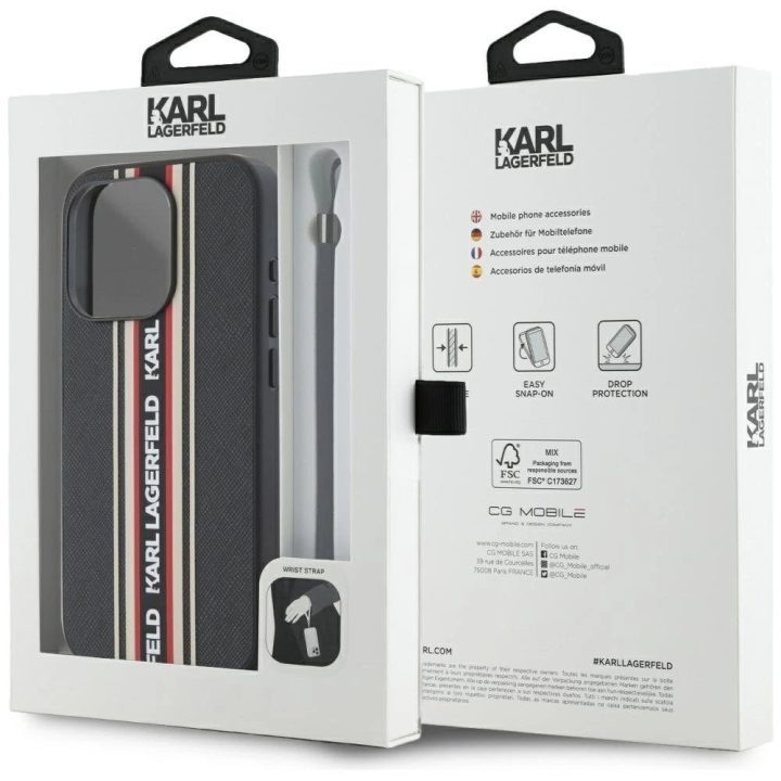 iPhone 15 Pro Max dėklas raudonas su virvele Karl Lagerfeld