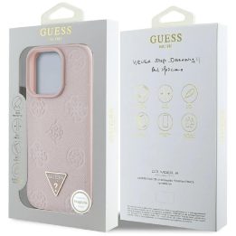 iPhone 16 Pro dėklas su MagSafe rožinis odinis Guess