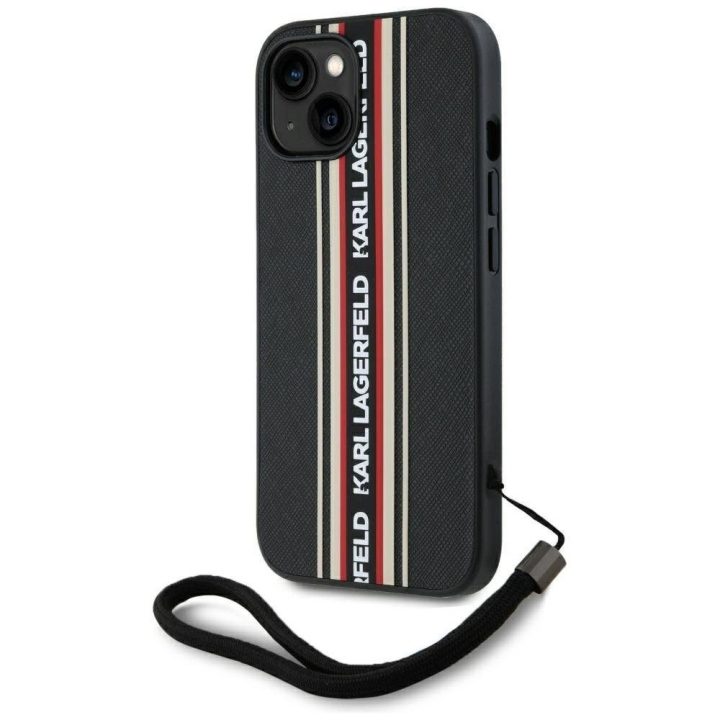 iPhone 15 dėklas raudonas su virvele Saffiano Karl Lagerfeld