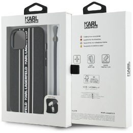 iPhone 15 dėklas rožinis su virvele Saffiano Karl Lagerfeld