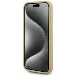 Auksinis silikoninis iPhone 15 Pro Max dėklas su parašu Karl Lagerfeld