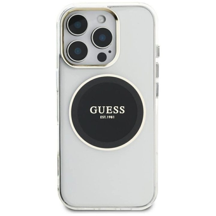 Skaidrus MagSafe dėklas iPhone 16 Pro Max su logotipu Guess