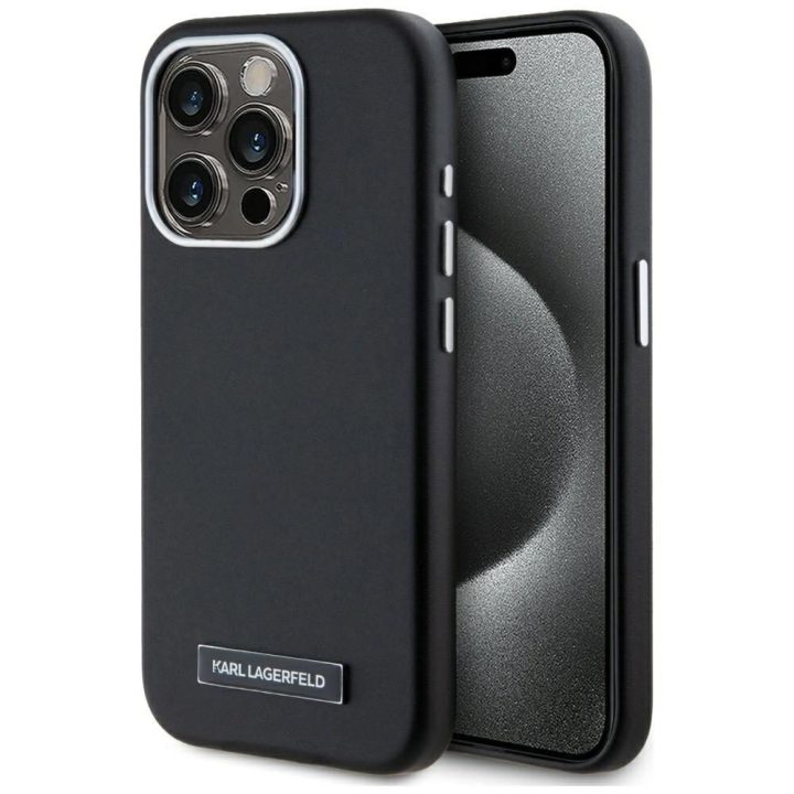 Juodas iPhone 15 Pro dėklas su MagSafe funkcija Karl Lagerfeld
