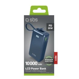 Išorinė baterija 10000 mAh su USB-C laidu ir ekranu SBS – tamsiai pilka