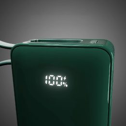 Išorinė baterija 10000 mAh žalia su USB-C laidu ir ekranu SBS